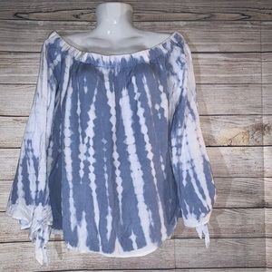 Style envy Tie dye off the shoulder blouse